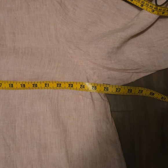 FLAX Linen Tunic Top Womens 1G Dusty Pink Button Down Mandarin Collar 3/4 Sleeve - Picture 6 of 8